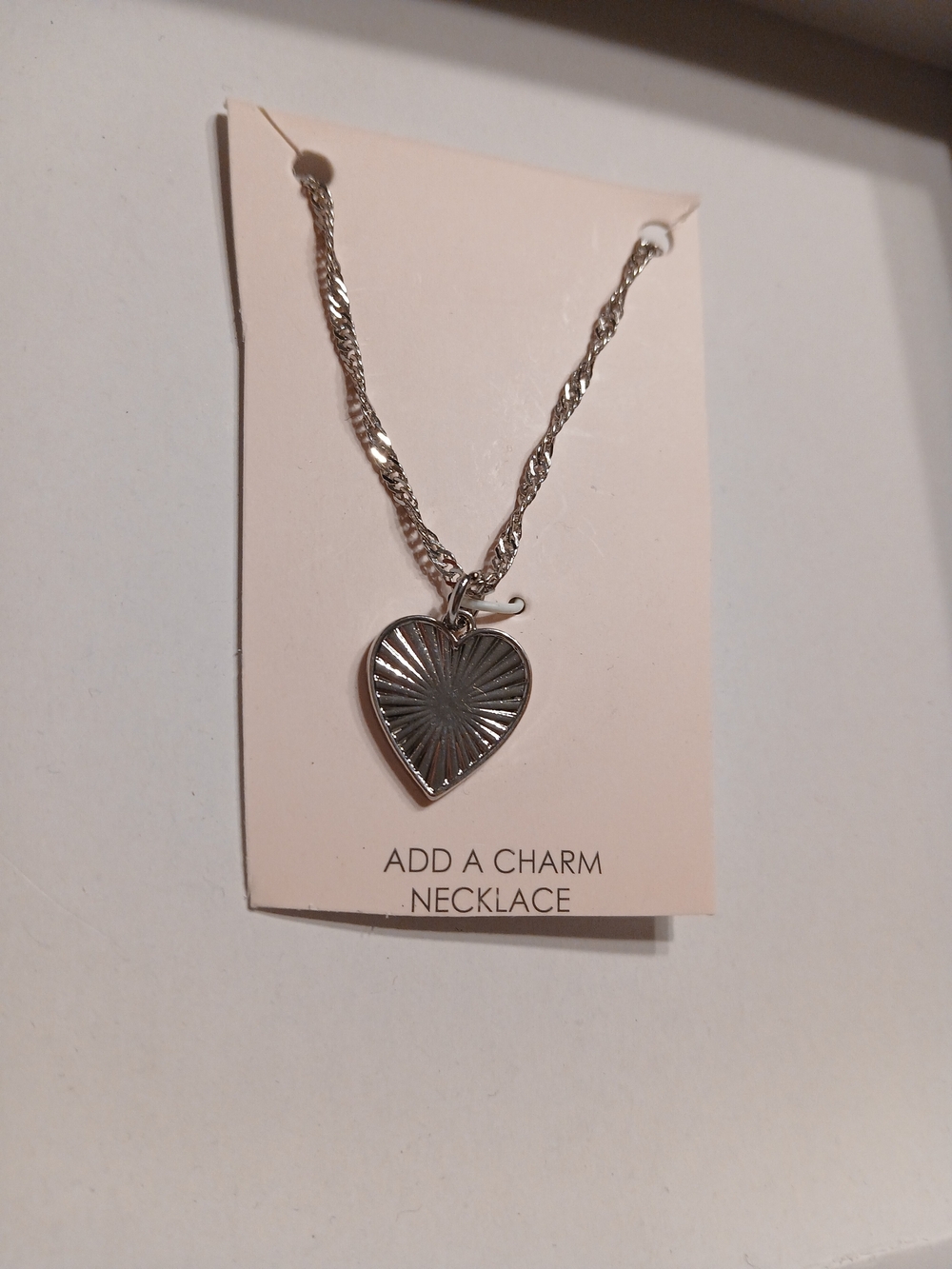Silver Heart Charm Necklace -